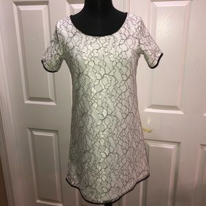 Barneys white black lace dress top Sz Small